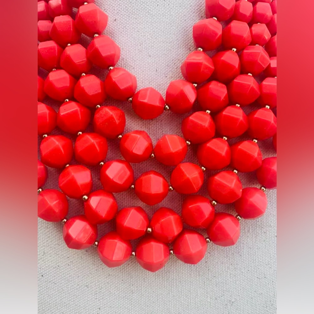 KATE SPADE NEW YORK "CUT TO THE CHASE" MULTI-STRAND Statement NECKLACE CORAL